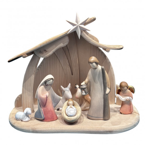 Presepe Leonardo natività con capanna cm 13