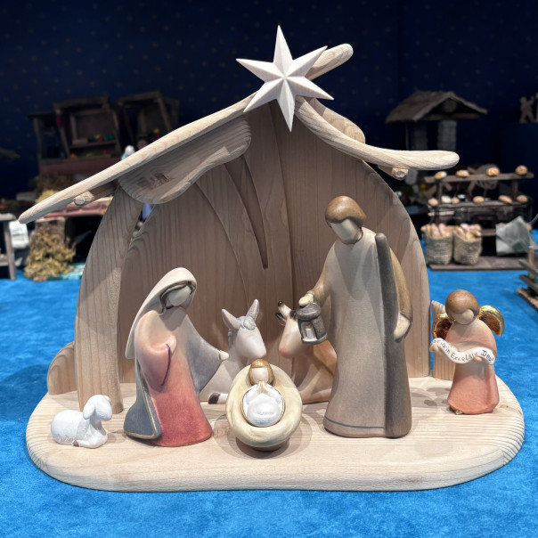 Presepe Leonardo natività con capanna cm 13