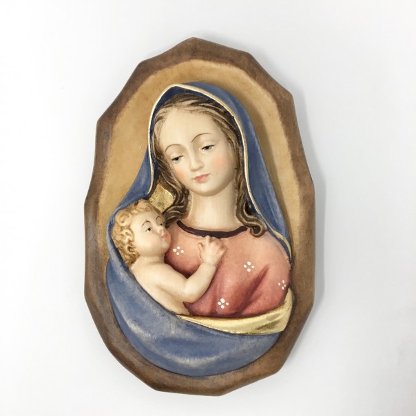 Madonna con Bambino rilievo cornice cm 19