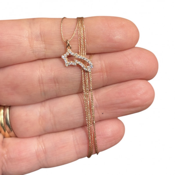 Silver comet star pendant with zirconia, Christmas