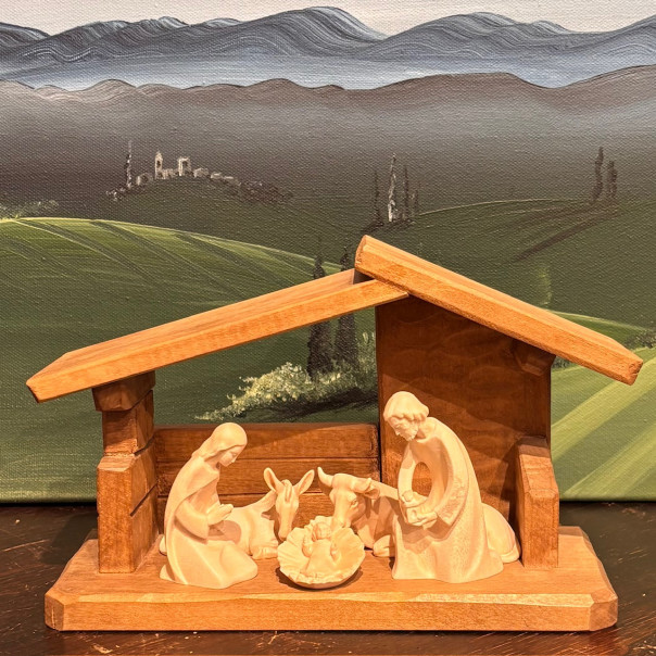 Presepe Leo con capanna naturale