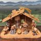 Set presepe in legno con re Magi e capanna Kostner cm 9,5