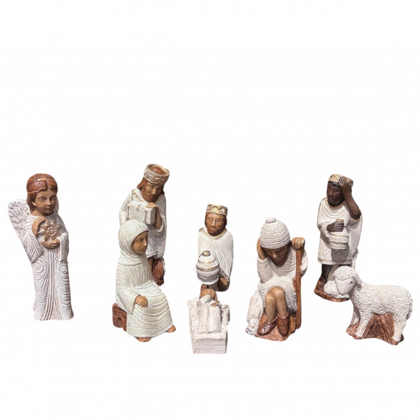Complete nativity scene -white winter...