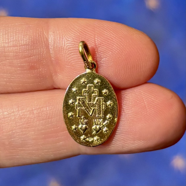Medaglia miracolosa originale francese in oro 18 carati