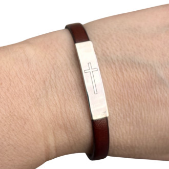 Bracciale uomo cuoio e argento