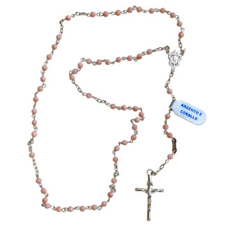 Rosario in argento e corallo rosa 2