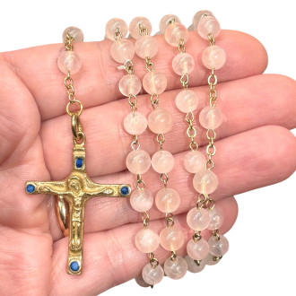 Rose quartz and bronze rosary 2