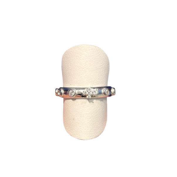 Rosary ring in silver and zirconia