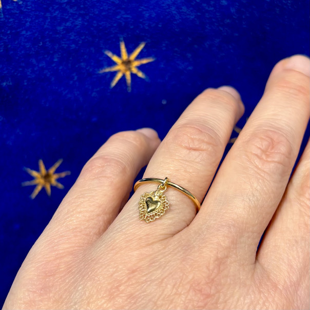 Golden Sacred Heart Ring