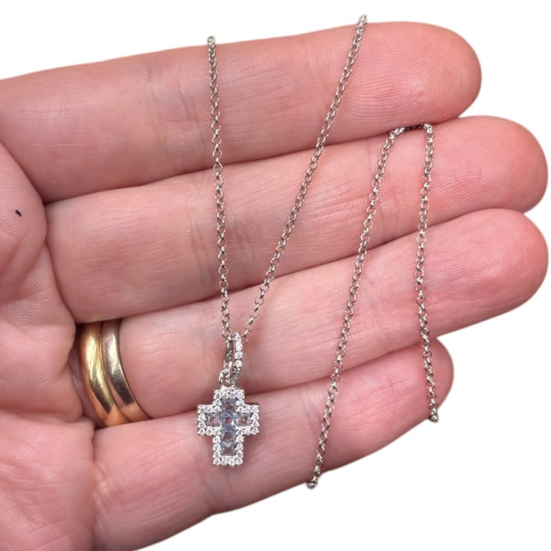 Almond cubic zirconia cross necklace