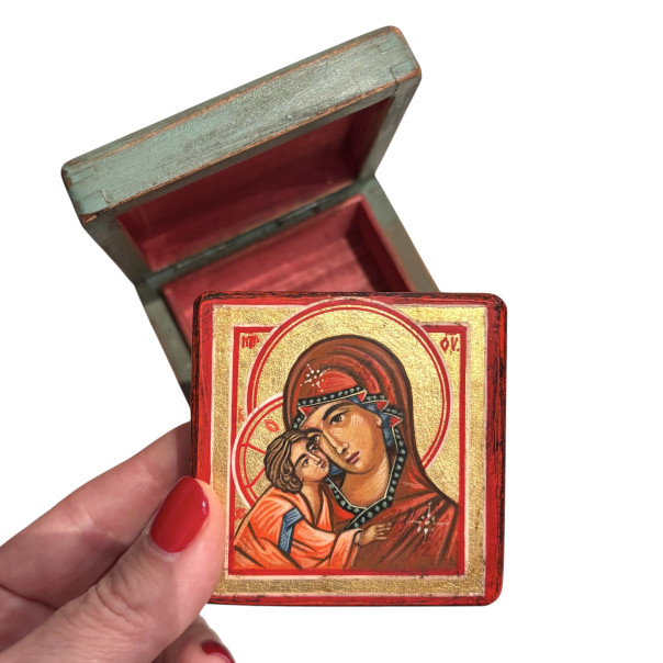 Icona in custodia di legno Madonna...