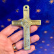 Crucifix Holy Face enameled bronze