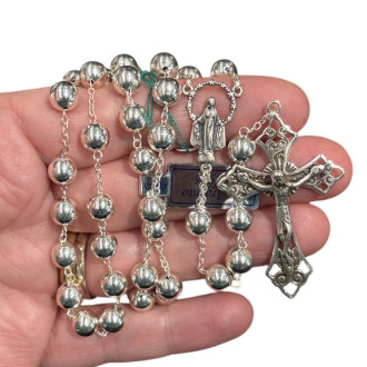 Rosario in argento lavorato a mano misura grande
