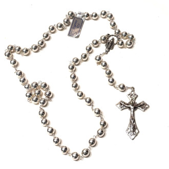 Rosario in argento lavorato a mano misura grande 2