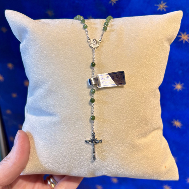 Rosario in argento e giada verde piccolo