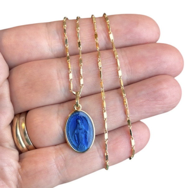 Collana Miracolosa  dorata smalto blu
