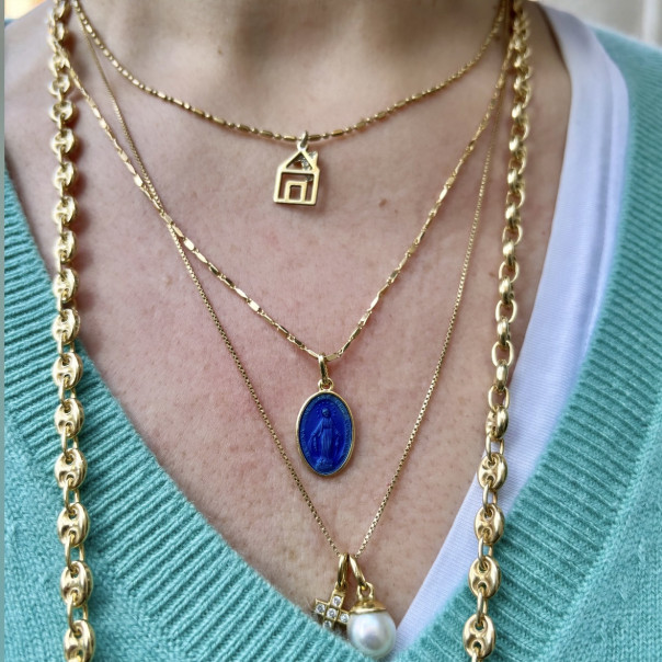Collana Miracolosa  dorata smalto blu