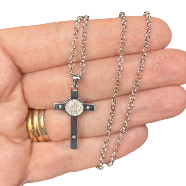Large Saint Benedict Cross Necklace