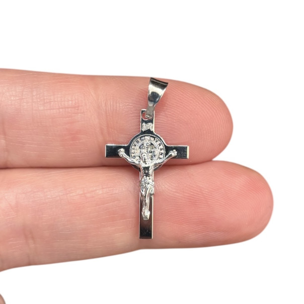 Cross of Saint Benedict in silver