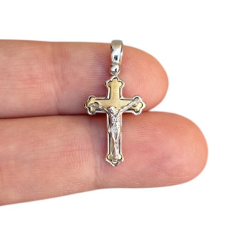 Two-tone trilobed crucifix