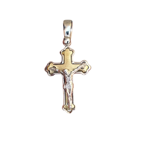 Two-tone trilobed crucifix