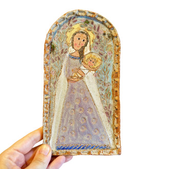 Madonna con bambino in gres