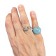 Signet ring with monogram and miraculous medal in blue resin