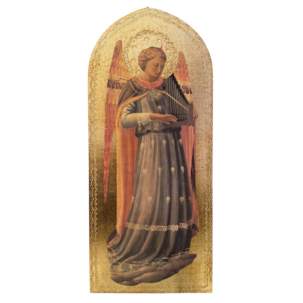 Florentine panel with gold leaf, musician angel