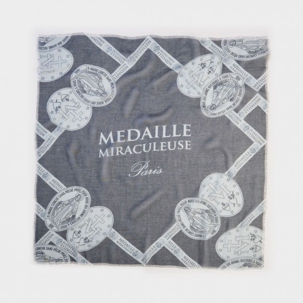 foulard with print eight miraculous medals gray