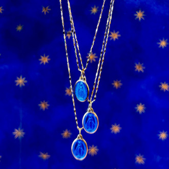 925 silver necklace with blessed enameled miraculous medal