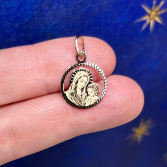 Madonna and Child medal in 18-karat gold, diameter 15 mm.