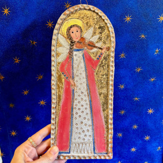 Pala angelo in grès fatto a mano in italia, pezzo unico.