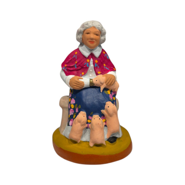 Donna con porcellini Santons cm 6