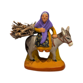 Donna sull'asino Santons cm 6