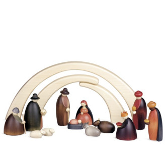 Complete Koheler wooden nativity scene, 12 cm, Wooden nativity scenes