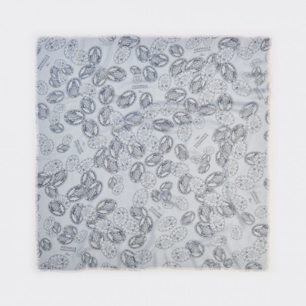 Foulard con stampa mille medaglie miracolose grigio