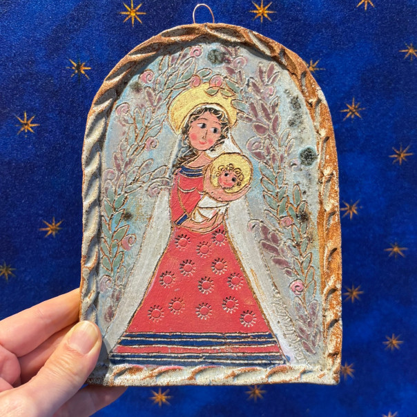 Madonna with child in stoneware