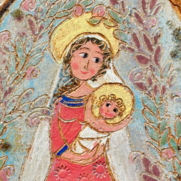 Madonna with child in stoneware
