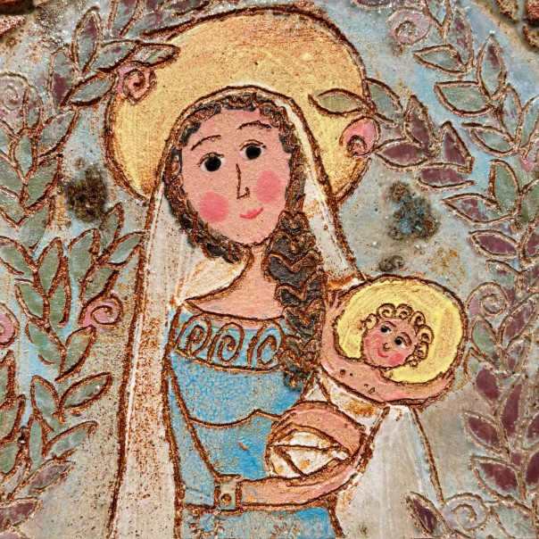 Madonna with child in stoneware