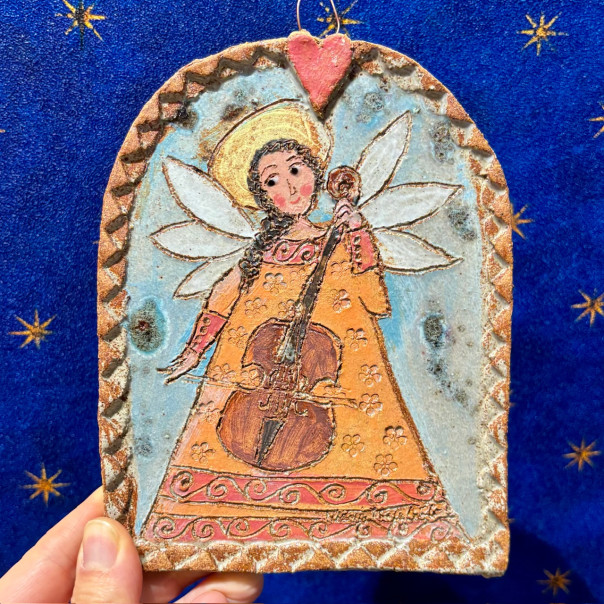 Hanging angel stoneware panel medium...