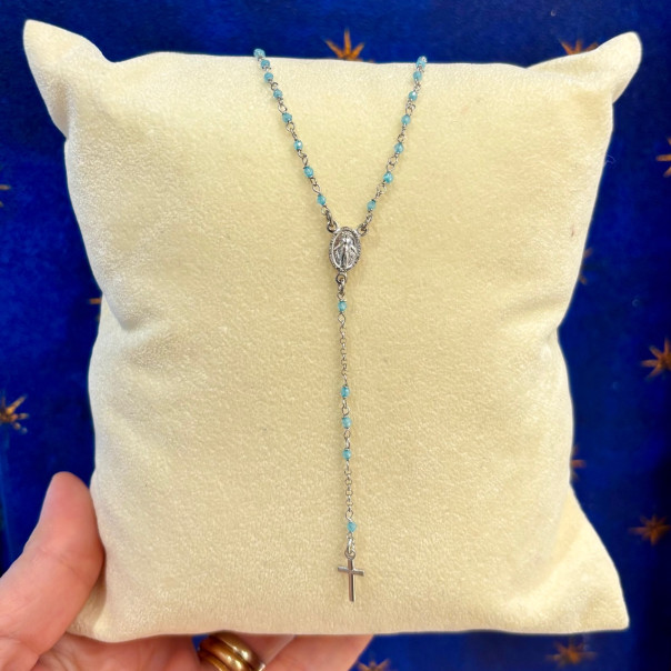 Tumbled blue neck rosary