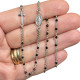 Rosary necklace in silver and black crystal