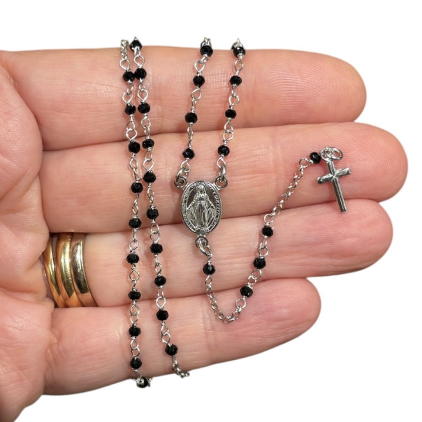 Rosary necklace in 925 silver and...
