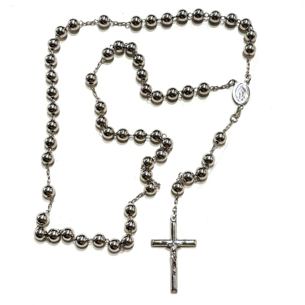 Large handcrafted silver rosary