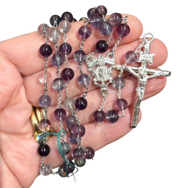 Rosario argento e fluorite