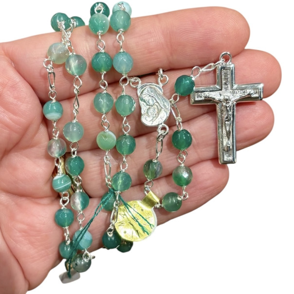 Rosary in silver and aventurine