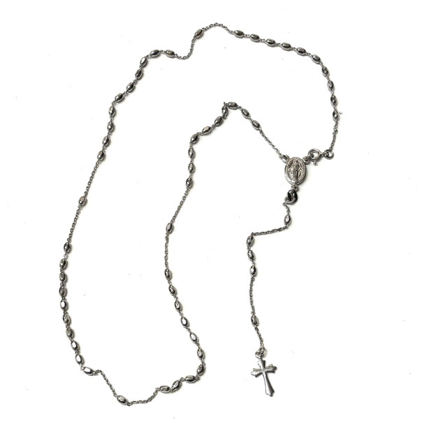 925 silver oval bead rosary