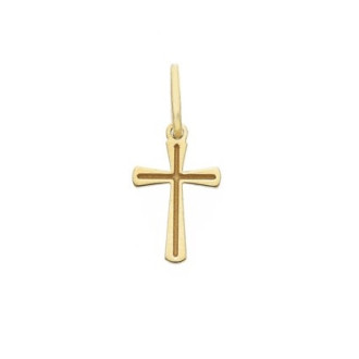 18K Gold Cross Engraved Small