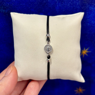 Bracciale con medaglia di San Benedetto in argento 925.