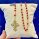 Rosary in golden silver and red coral